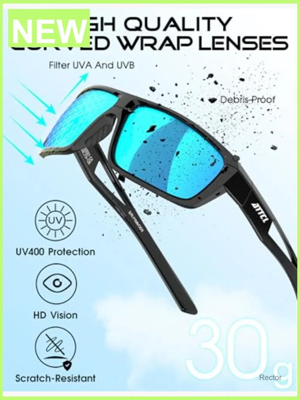 Polarized Sunglasses Men Sports TR90 Frame UV400 Protection Wrap-Around Driving